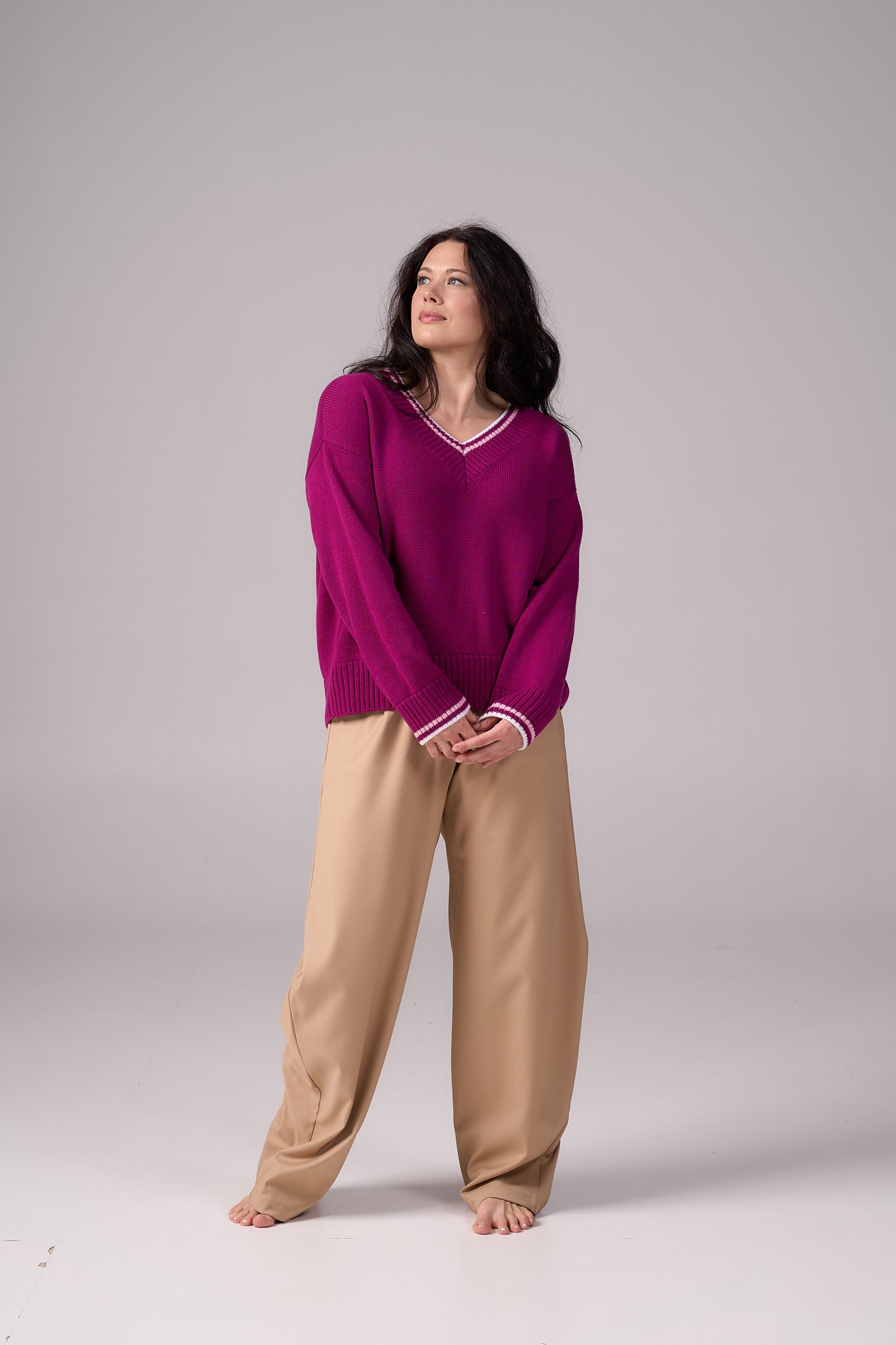 Knit Sweater “Lorenzo” | Magenta Color