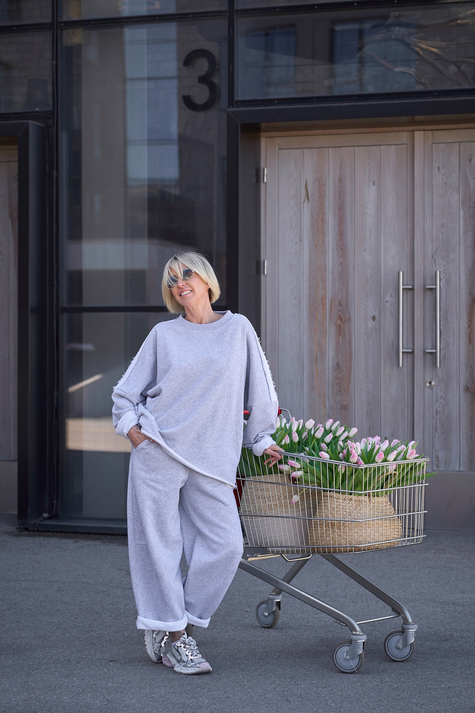 Nada Cotton Suit | Gray Melange Color