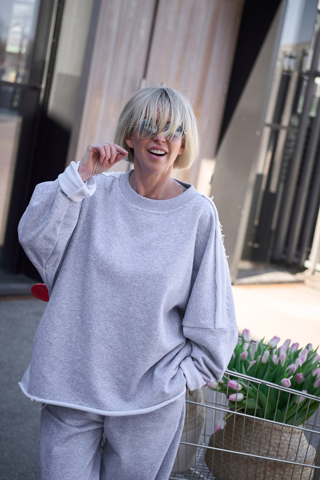 NADA cotton suit in Gray Melange
