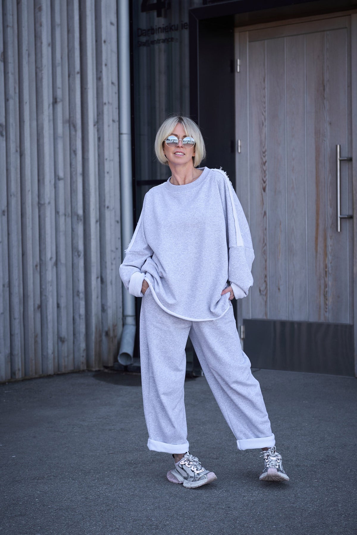 NADA cotton suit in Gray Melange