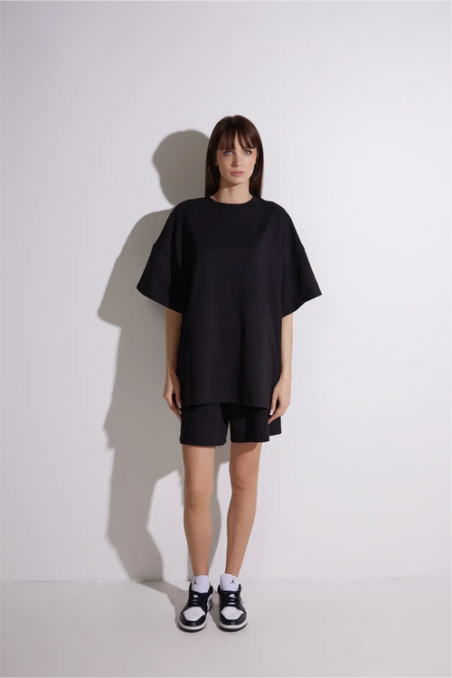Cotton Suit with Shorts | Black