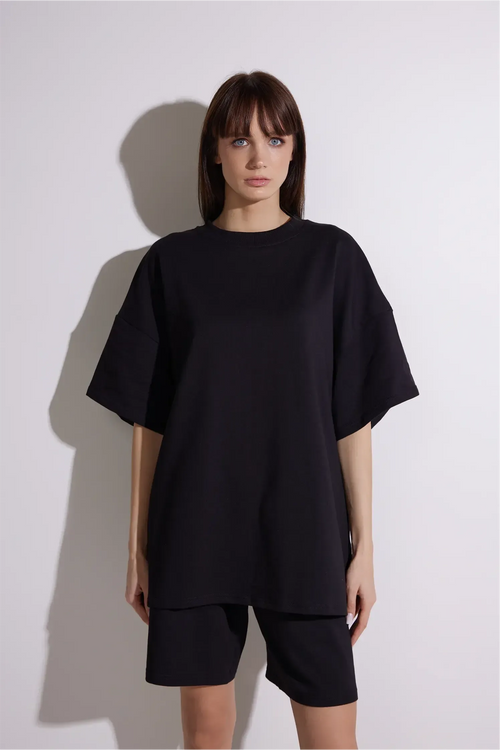 Cotton Suit with Shorts | Black