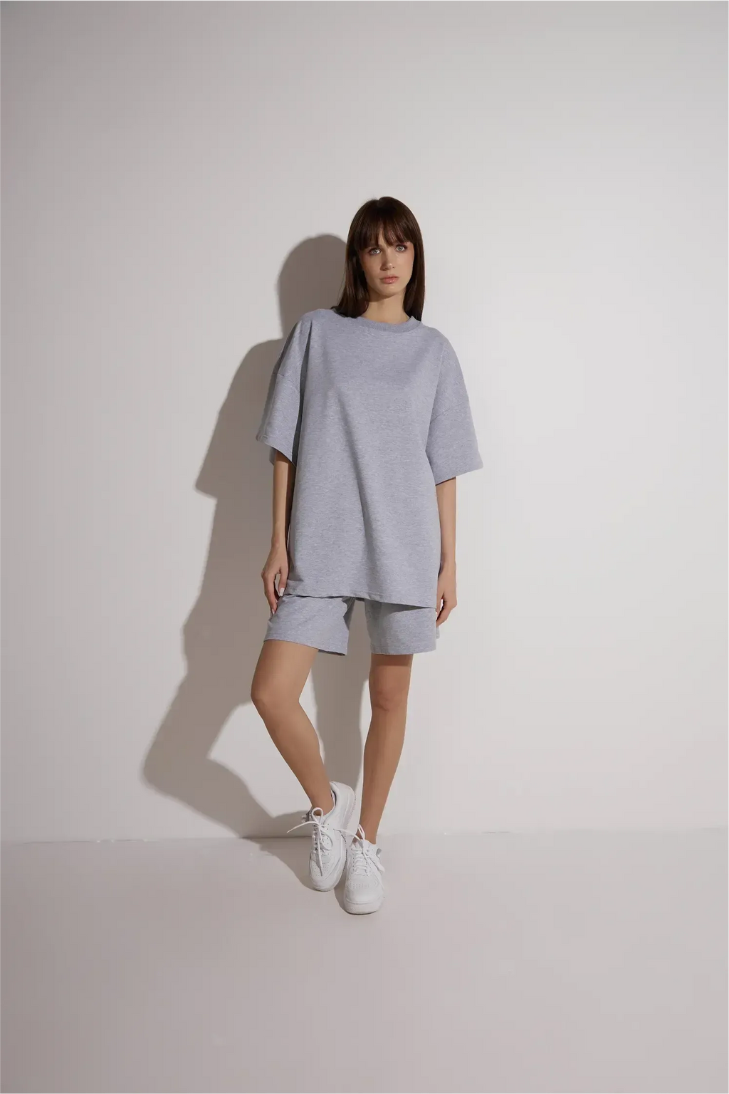 Cotton Suit with Shorts | Gray Melange