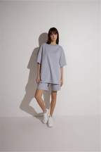 Cotton Suit with Shorts | Gray Melange