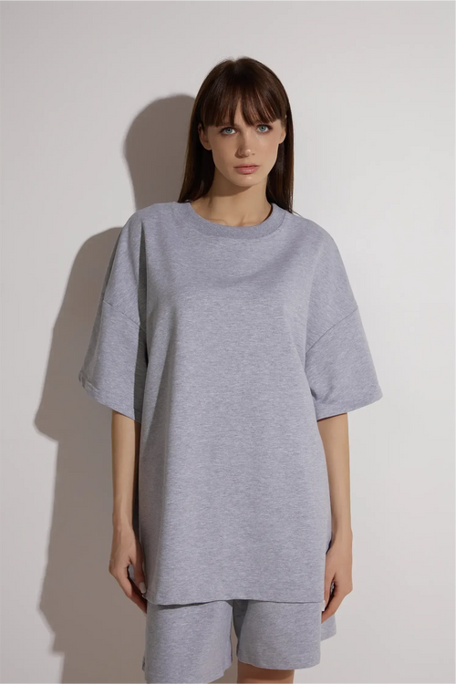 Cotton Suit with Shorts | Gray Melange