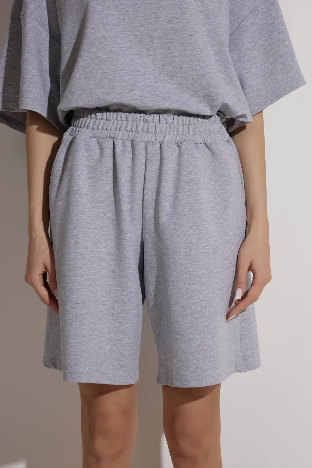 Cotton Suit with Shorts | Gray Melange