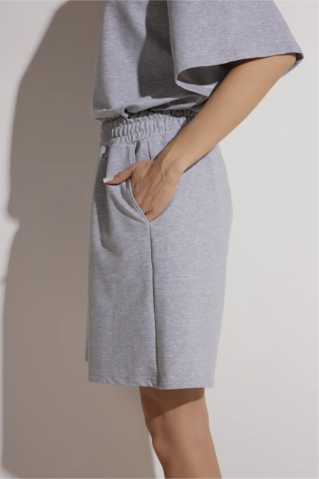 Cotton Suit with Shorts | Gray Melange