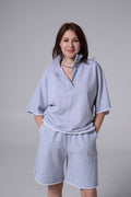 NADA cotton suit with shorts in gray melange