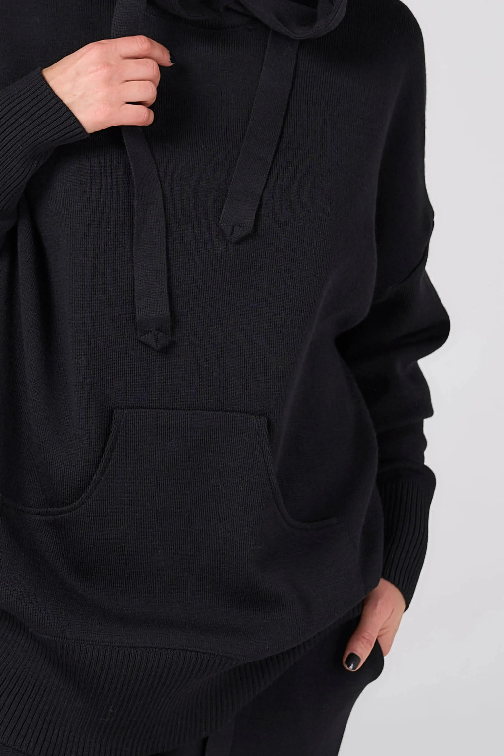 Knitt suit with hoodie | Black color