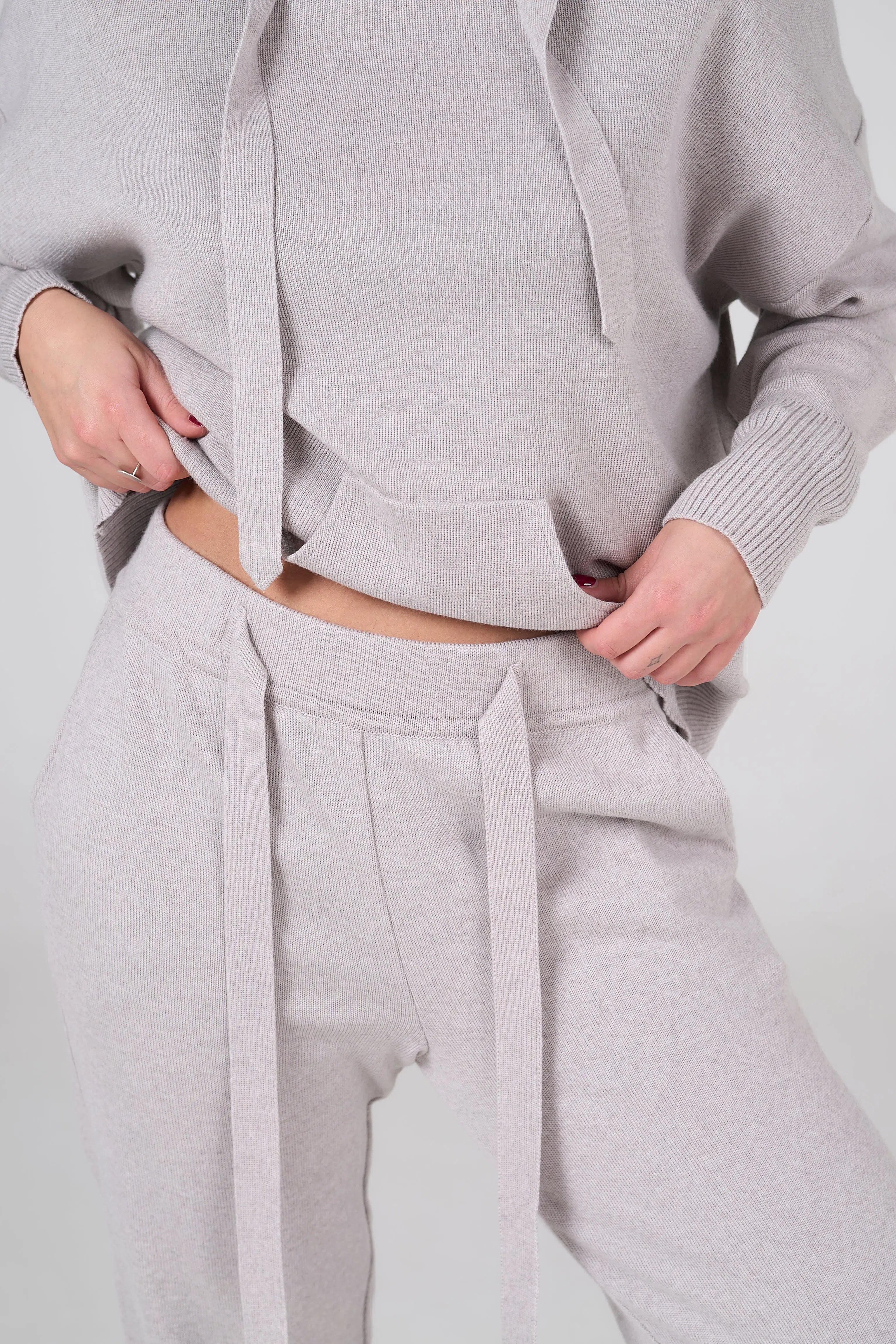 Knitted suit with hoodie | Gray color