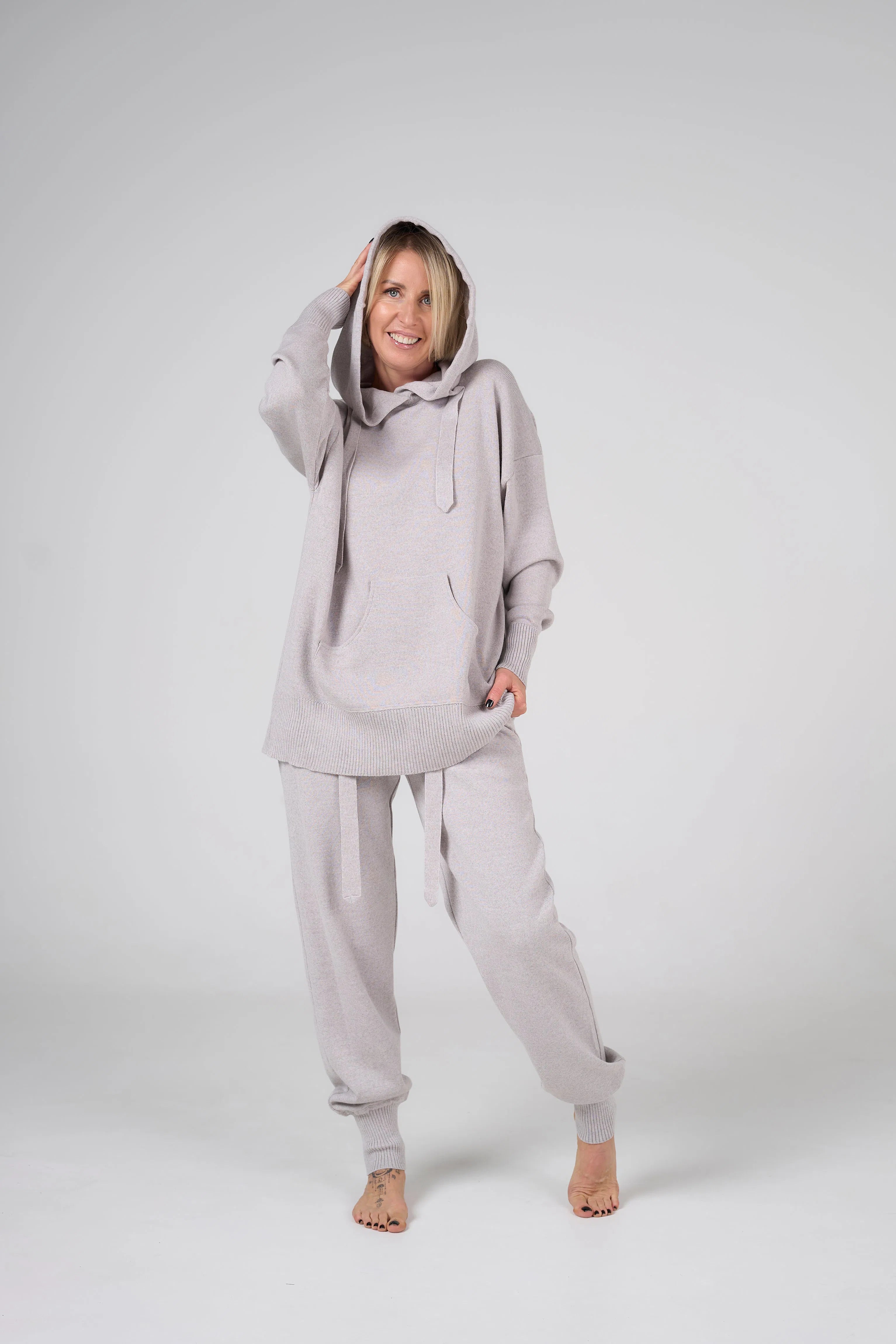Knitted suit with hoodie | Gray color
