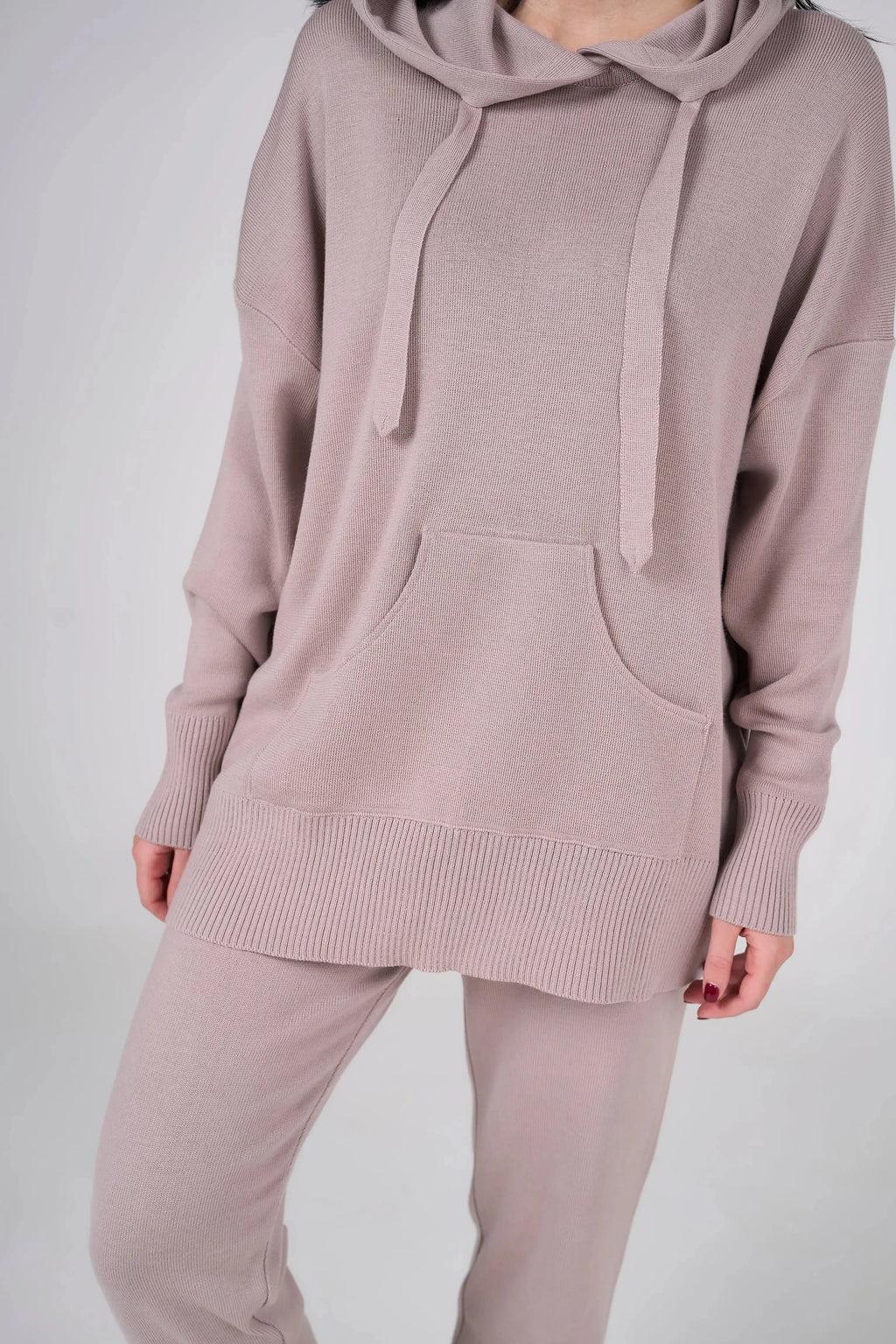 Knitt suit with hoodie | Powder color