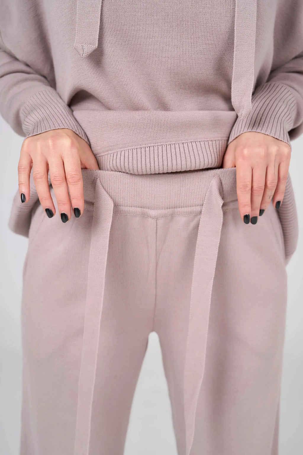 Knitt suit with hoodie | Powder color