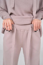 Knitt suit with hoodie | Powder color