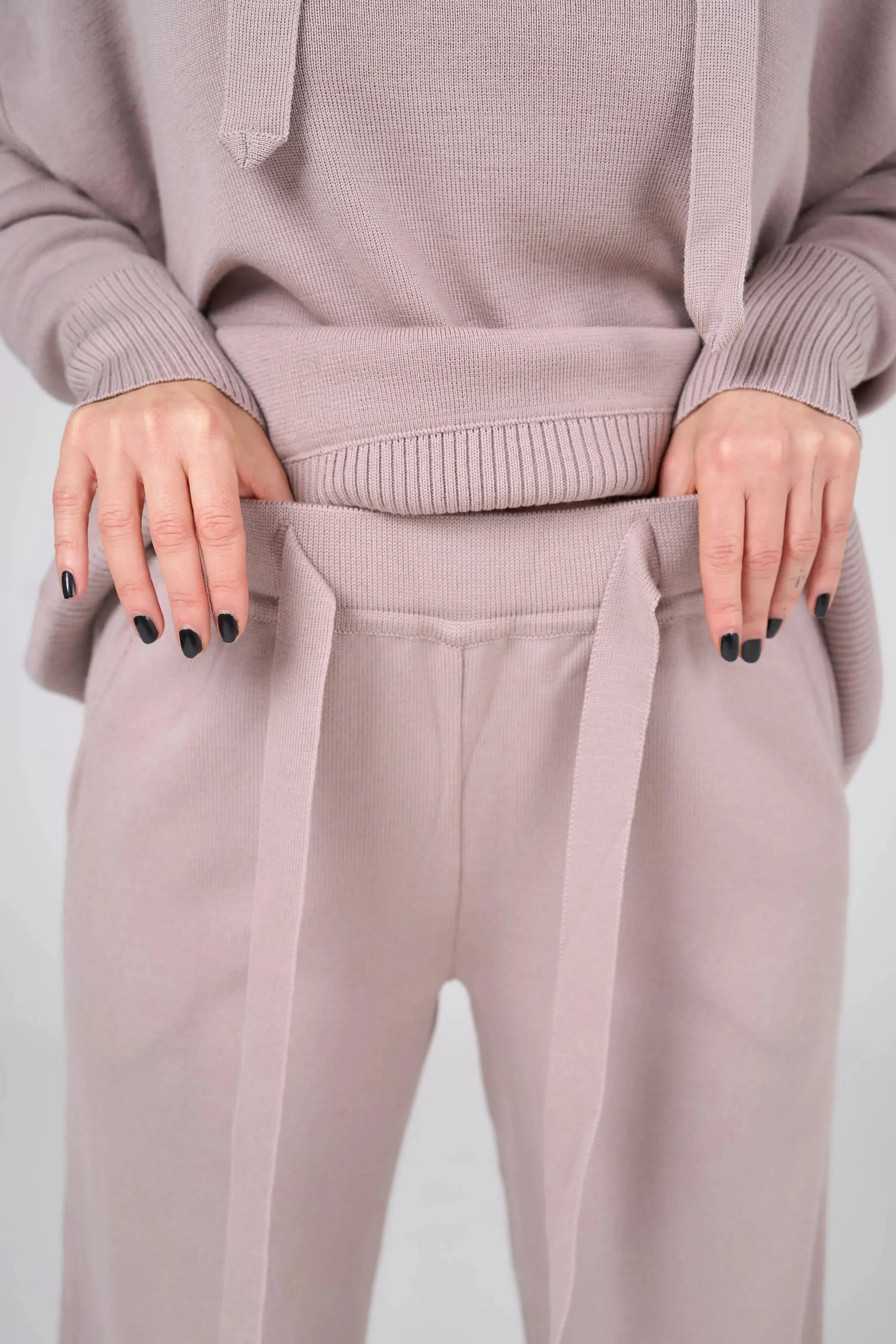 Knitt suit with hoodie | Powder color