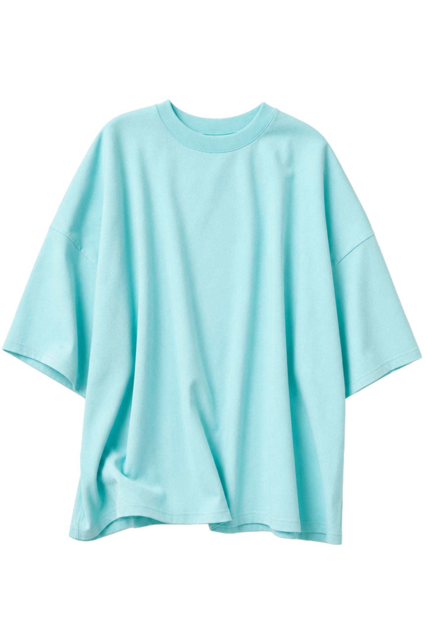 A light mint green oversized short-sleeve t-shirt with a crew neck, displayed flat against a plain white background.