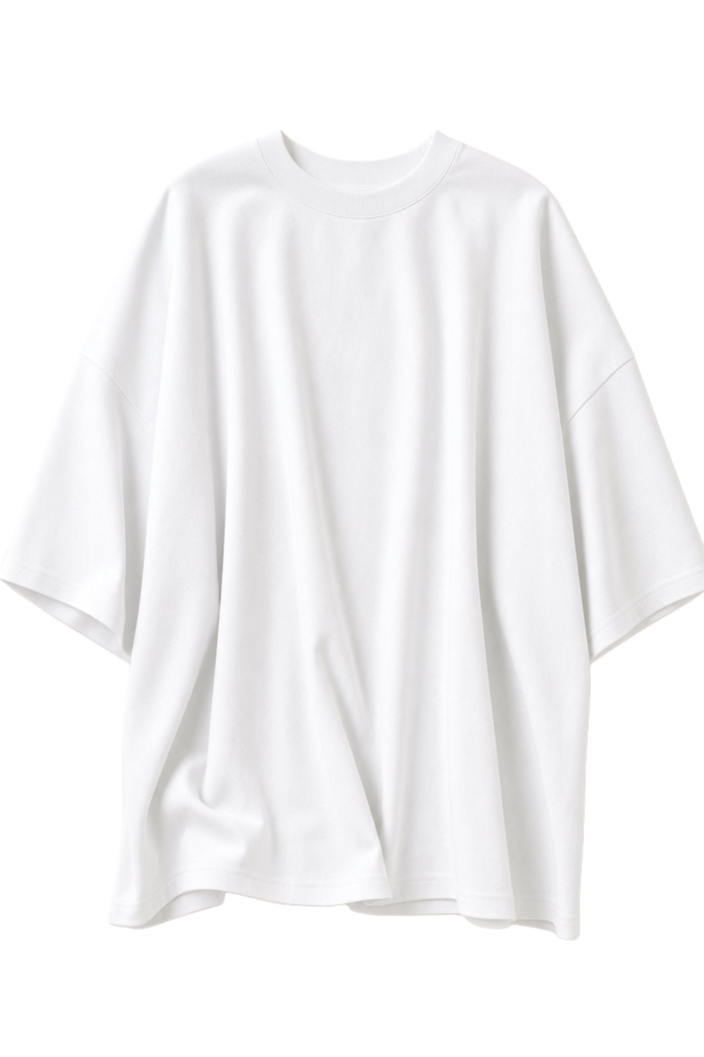 A white oversized short-sleeve t-shirt with a relaxed fit, displayed against a clean white background.