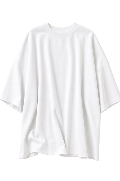A white oversized short-sleeve t-shirt with a relaxed fit, displayed against a clean white background.