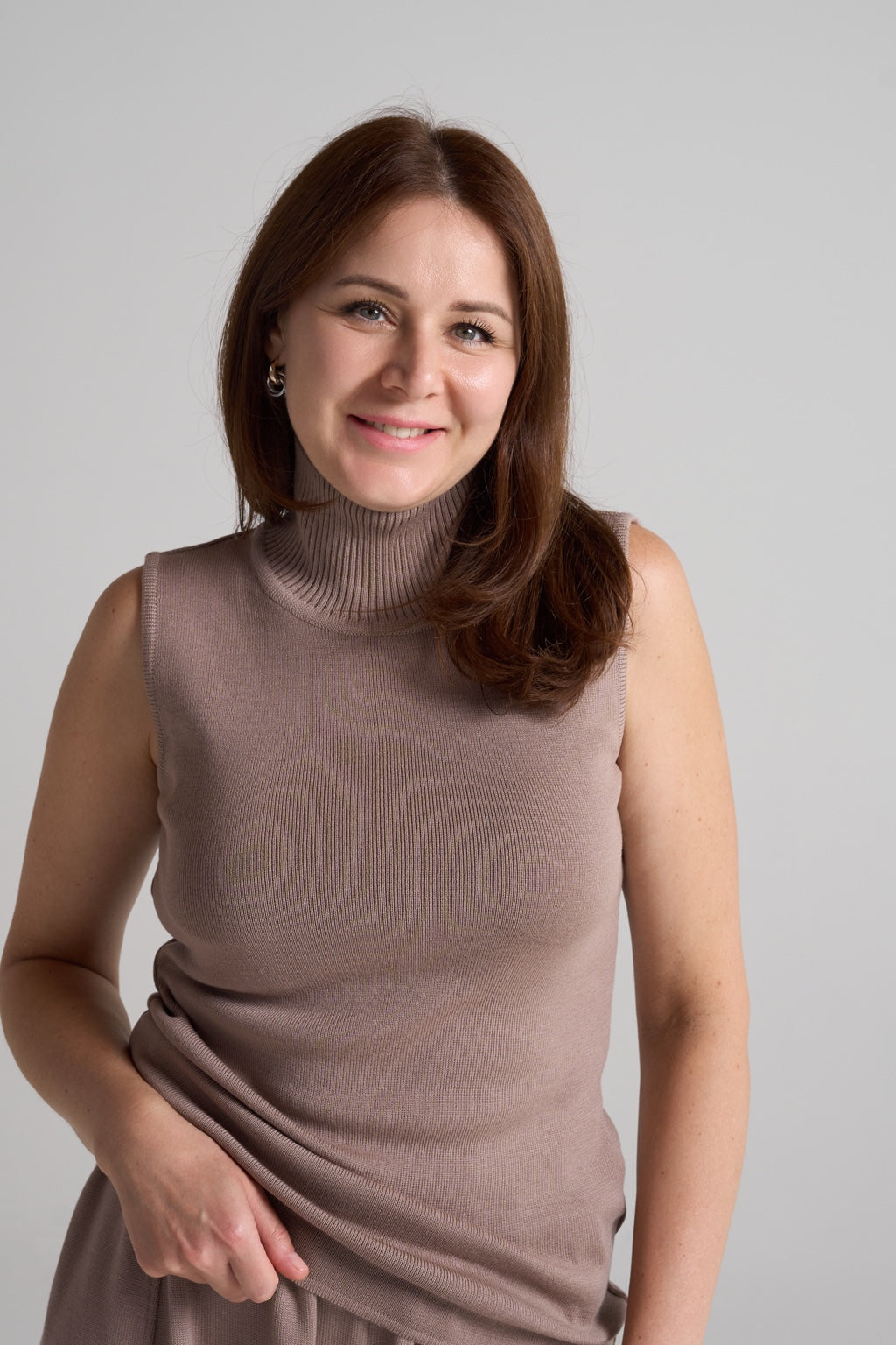Cacao knitted set - top and trousers