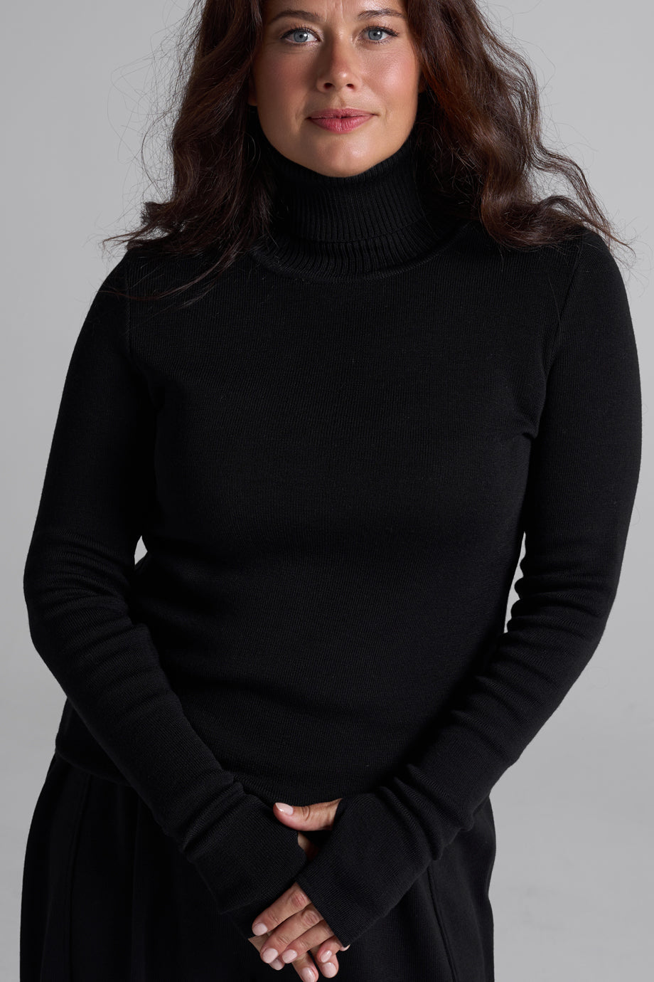 Black knitted set - long sleeve top