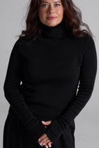 Black knitted set - long sleeve top