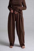 Chocolate Melange knitted set - trousers detail