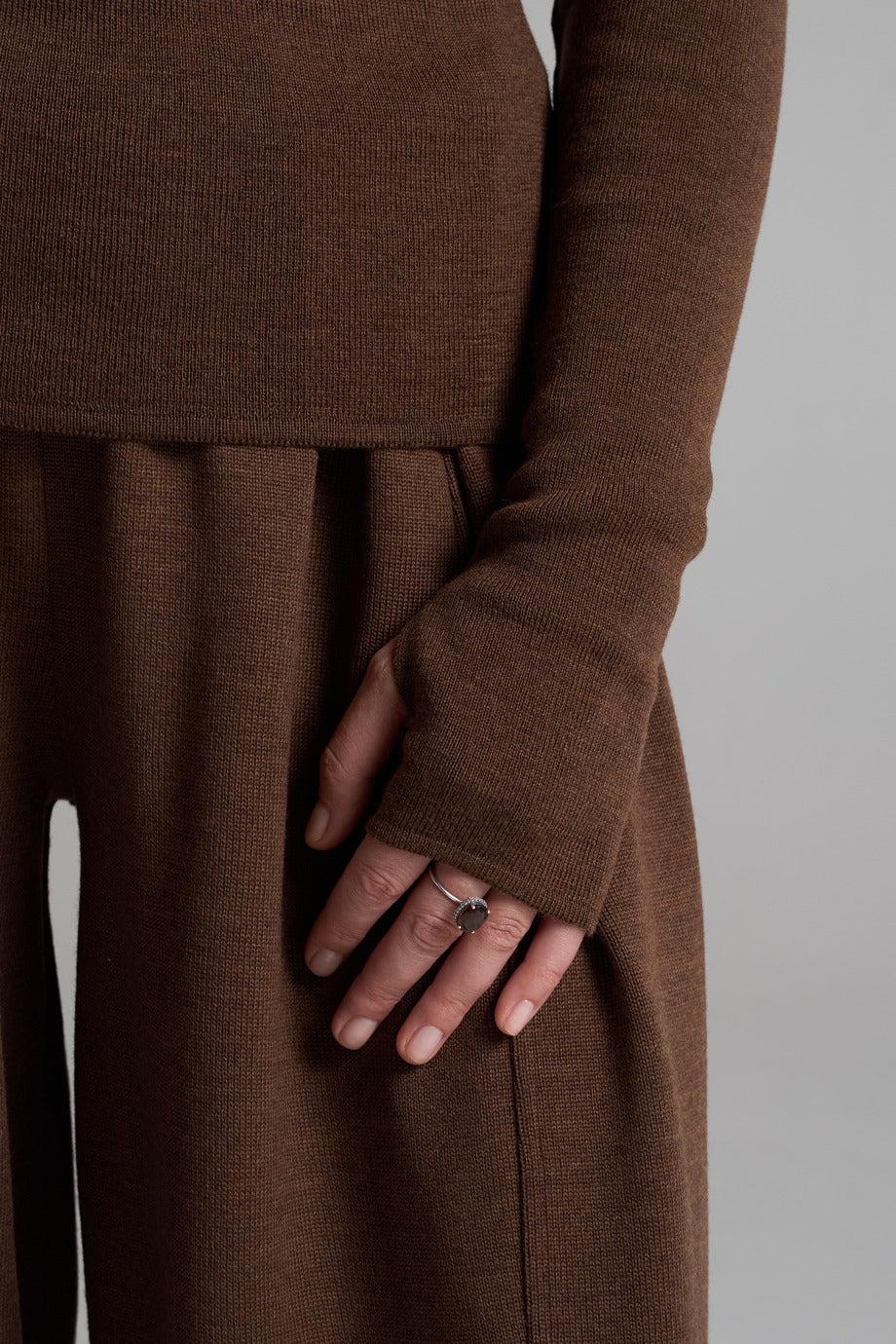 Chocolate Melange knitted set - sleeveless top