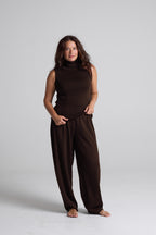 Chocolate Melange knitted set - full look