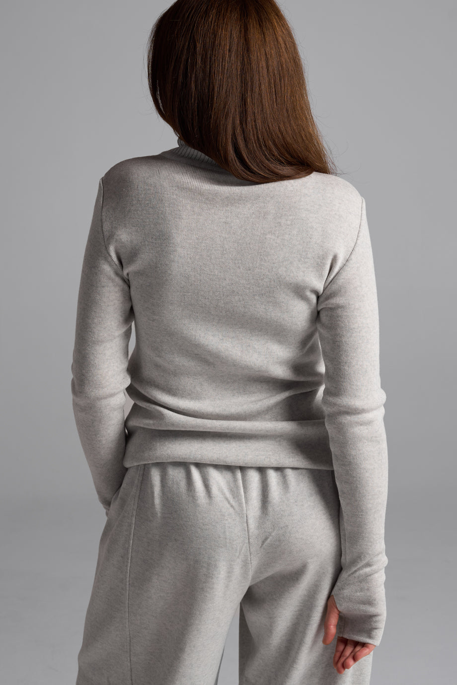 Super Grey Melange knitted set - back view