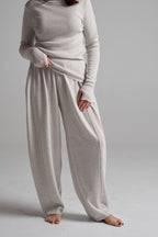 Super Grey Melange knitted set - full look