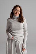 Super Grey Melange knitted set - front view