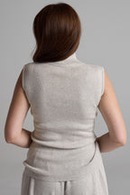 Super Grey Melange sleeveless top - back view