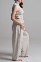 Super Grey Melange knitted set - side view