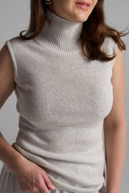 Super Grey Melange sleeveless top - detail