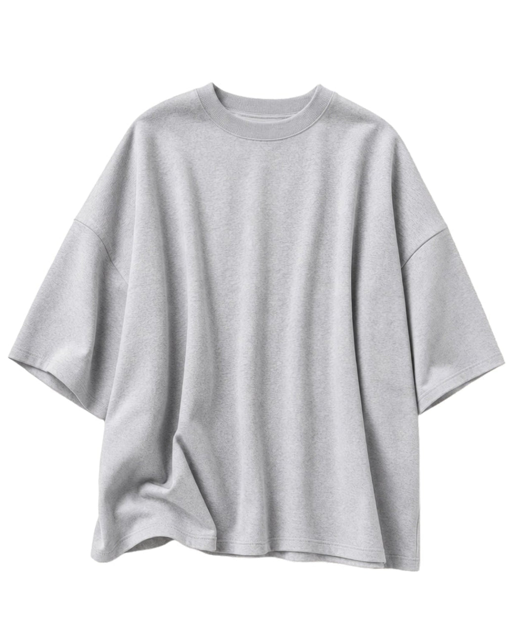 A light gray oversized short-sleeve t-shirt with a crew neck, displayed against a plain white background.