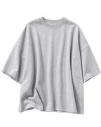A light gray oversized short-sleeve t-shirt with a crew neck, displayed against a plain white background.