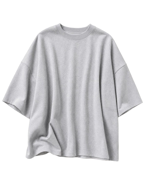 A light gray oversized short-sleeve t-shirt with a crew neck, displayed against a plain white background.