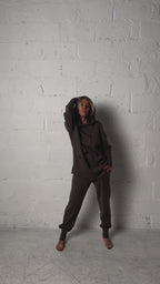 Knitted suit with hoodie | Nut color