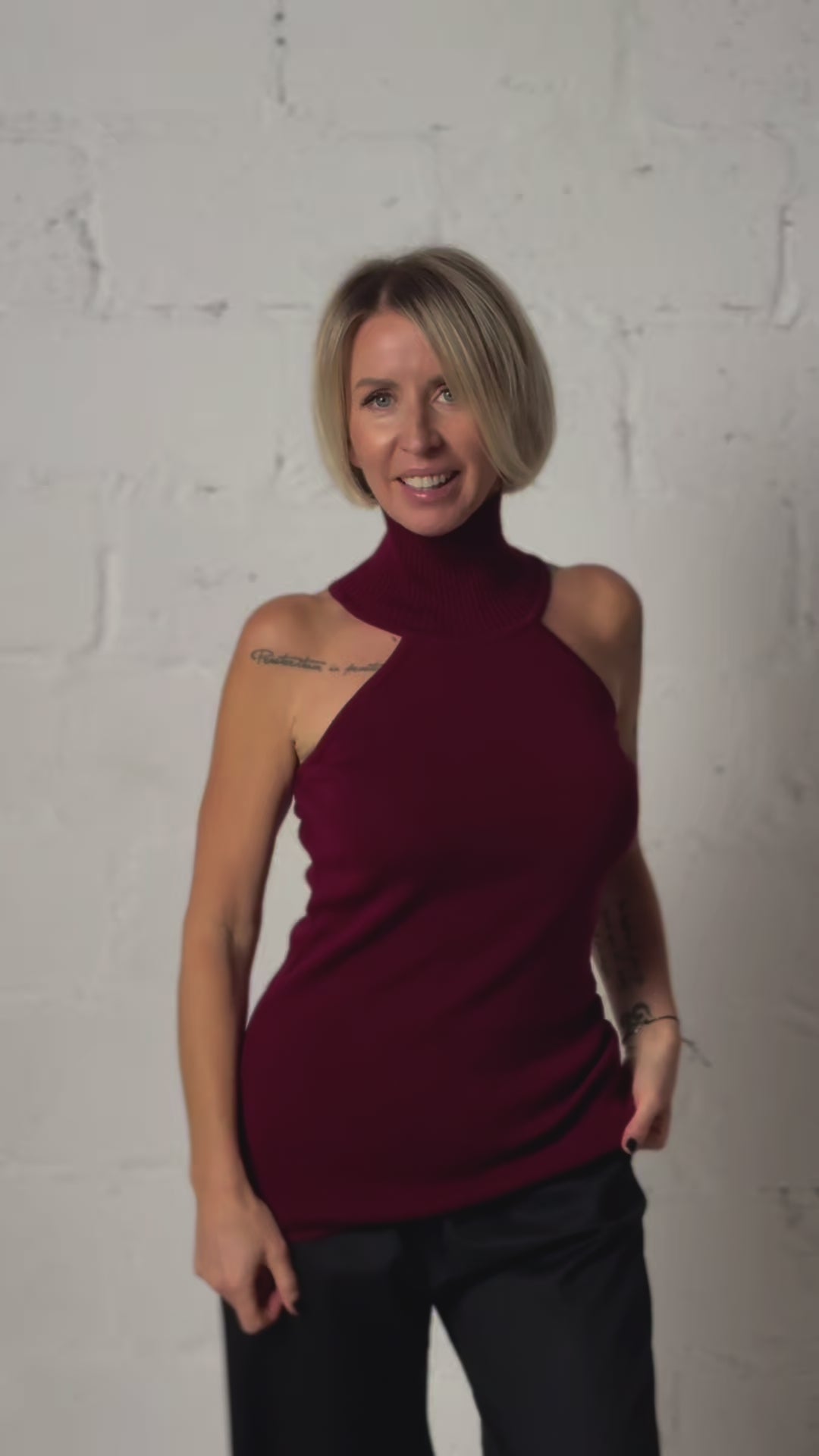 Knitted Top | Wine color